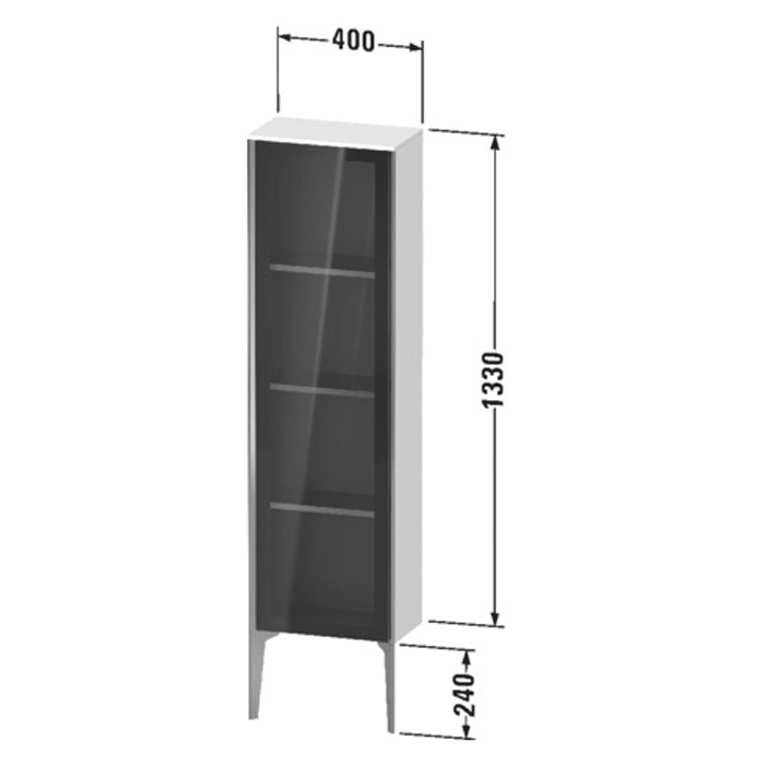 Duravit XViu Шкаф подвесной со стеклянной дверью 40x24x133см, 3 стеклянные полки (петли слева), цвет: белый глянцевый/champagne matt XV1365LB122