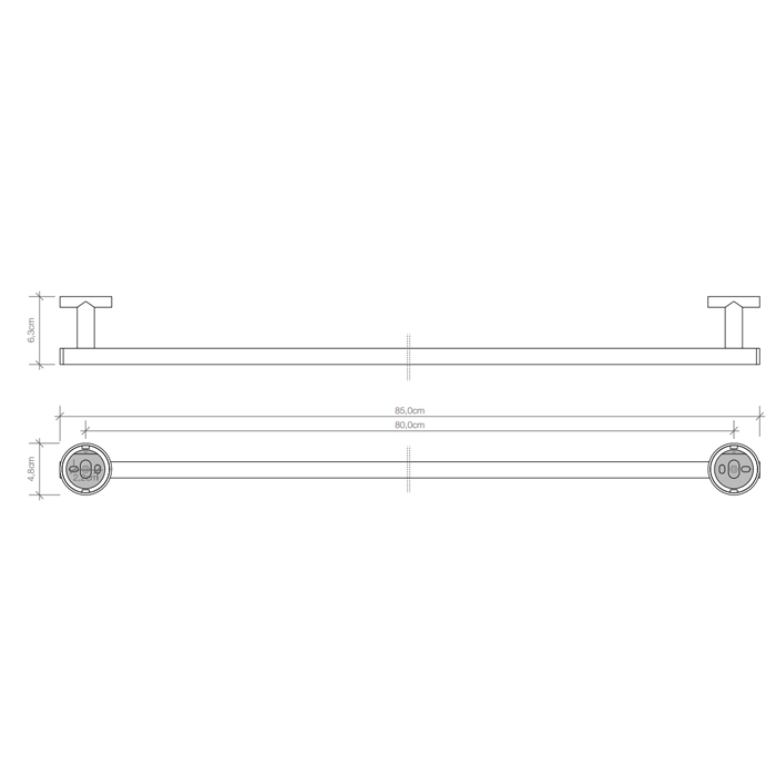 Decor Walther Basic HTE85 Полотенцедержатель 85см, подвесной, цвет: хром 531500