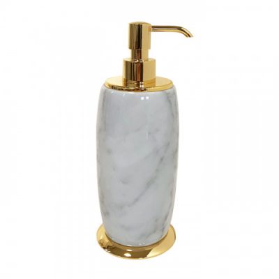 3SC Elegance Дозатор для жидкого мыла, настольный, цвет: мрамор bianco carrara/золото 24к. Lucido EL01DABCGD