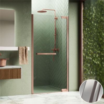 Дверь в нишу распашная 90 см Novellini N1801B90-1Z, профиль Brushed Inox, стекло прозрачное CrystalClear