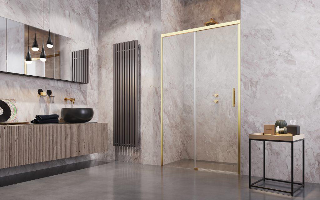 Раздвижные душевые двери 130 см IDEA Gold DWJ 387017-09-01L профиль золото