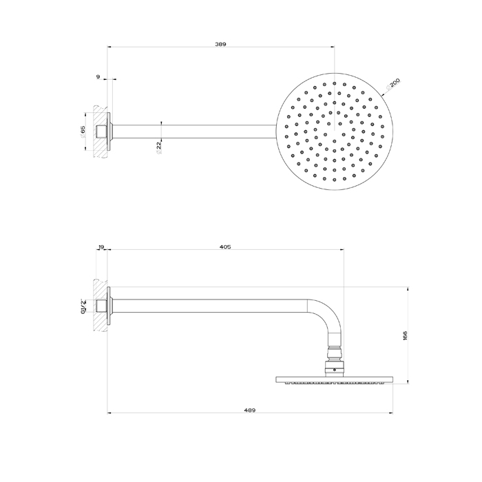 Gessi Inciso Shower Душевая головка Ø 200 мм, шарнирная на 1/2 с защитой от известкового налёта, цвет: black XL 58148#299