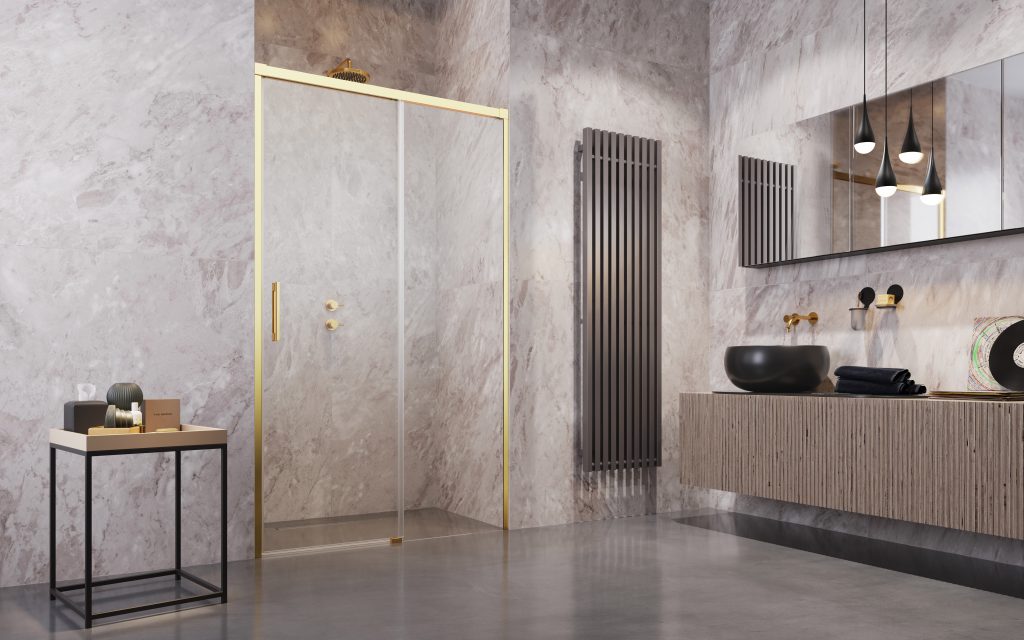 Раздвижные душевые двери 180 см IDEA Gold DWD 387128-09-01 профиль золото