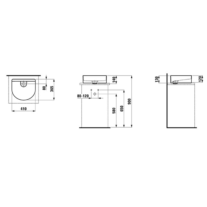 Laufen Sonar Раковина 41x36.5х13 см, без отв., без перелива, цвет: белый 8.1234.2.000.112.1