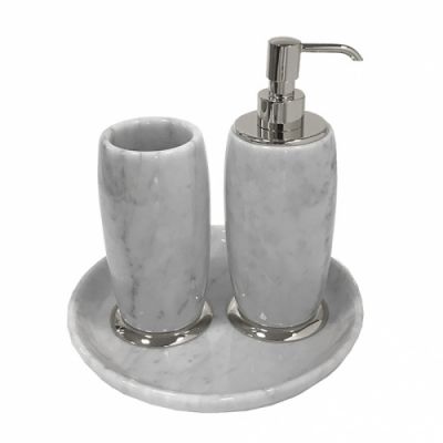3SC Elegance Комплект: стакан, дозатор, лоток,  мрамор bianco carrara/, цвет: хром EL99ABCSL