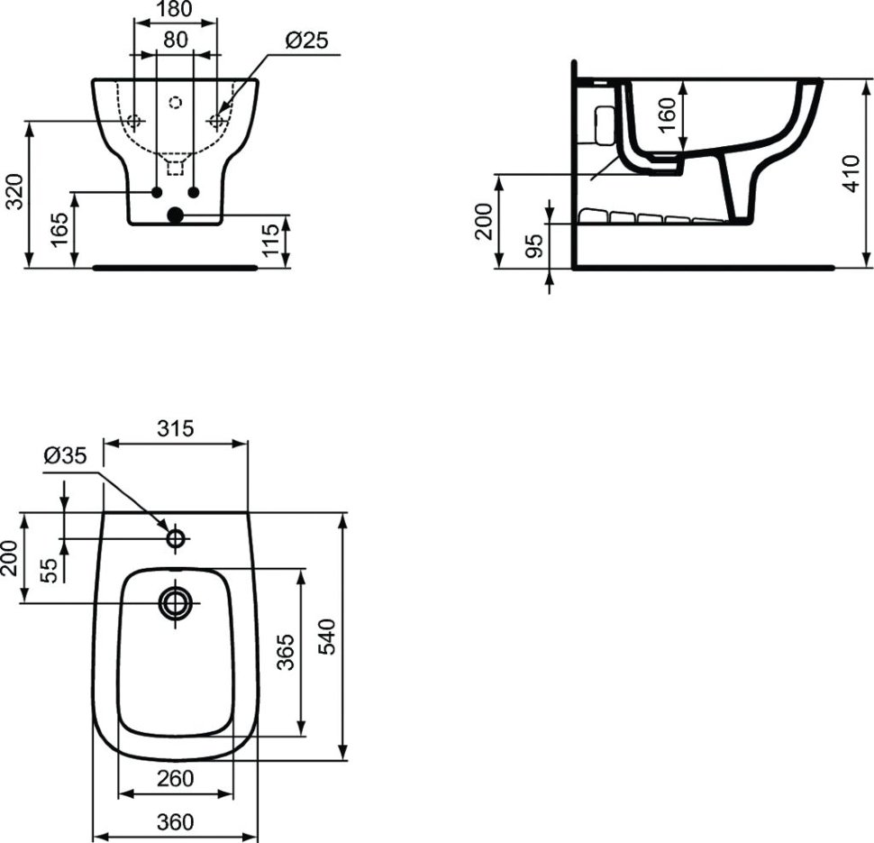 Подвесное биде с отверстием под смеситель Ideal Standard ESEDRA T281501
