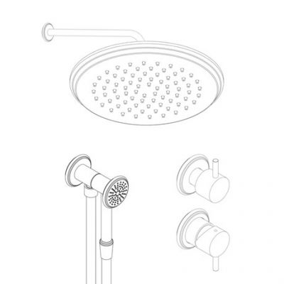 IF084_27Q AQUAelite INstile Встроенный смеситель для ванны и душа + душевой гарнитур + верхний душ