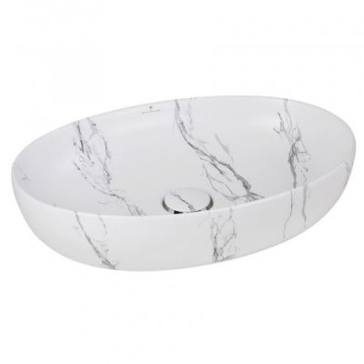 AeT Elite Oval L616T0R0V0481 Раковина накладная 55,5 х 38,5 см, цвет белый матовый с эффектом мрамора