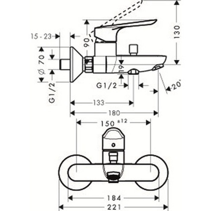 Hansgrohe Logis E смеситель для ванны, цвет: хром 71403000