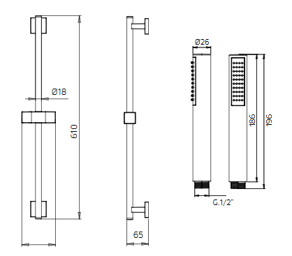 9920B410G Palazzani душевой гарнитур со штангой
