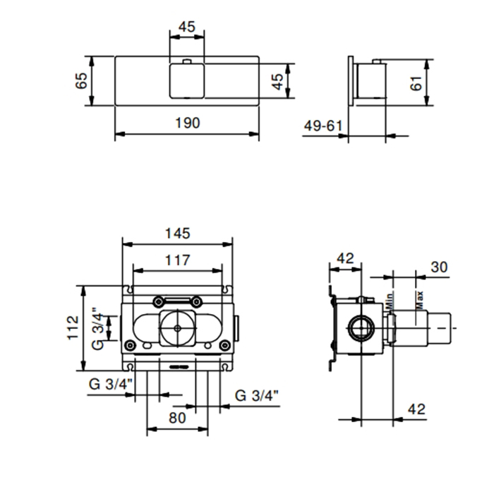 Fantini Mint Смеситель для душа, встраиваемый термостат, цвет: хром 34 02 F400B