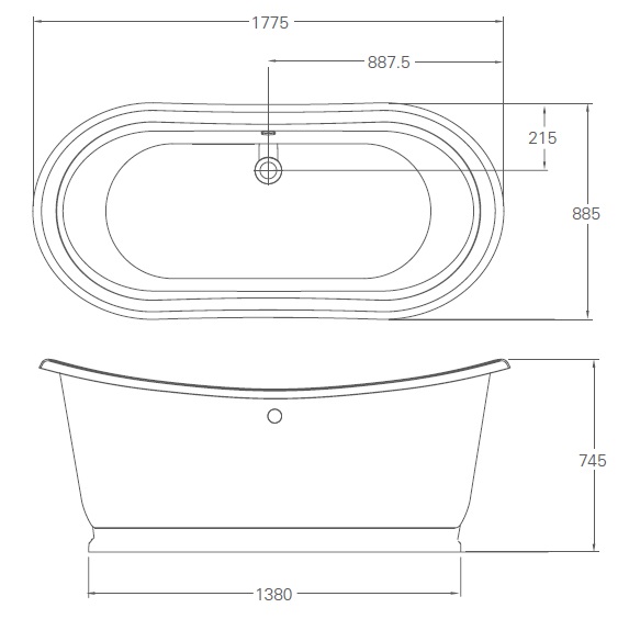 Ванна акриловая 177x88 Burlington Boat Admiral ET6C