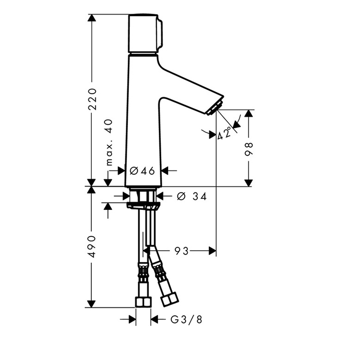 Hansgrohe Talis Select S 100 Смеситель для раковины, однорычажный, на 1 отв., цвет: хром 72043000