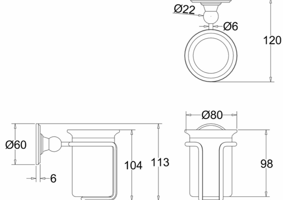Подвесной стакан Burlington A2 CHR BLA