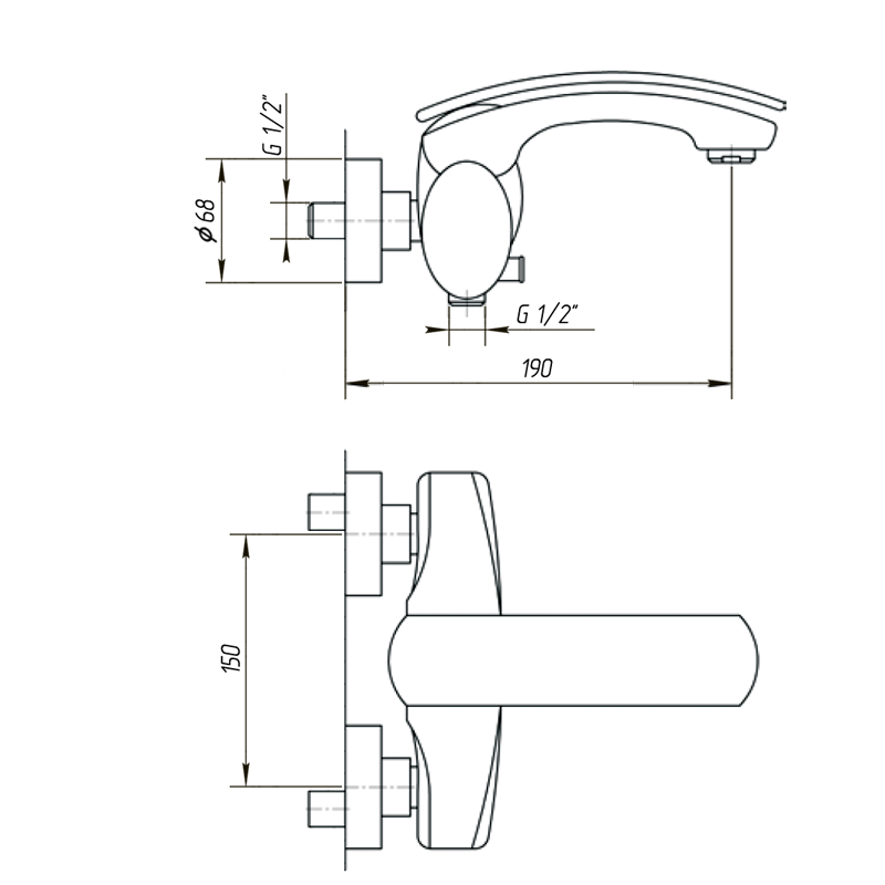 FLO Смеситель для ванны внешний с душем ML.FLO-7008.CR