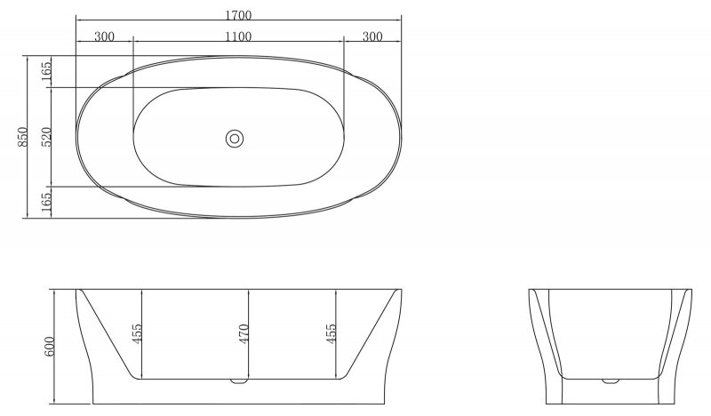 Belbagno Ванна акриловая отдельностоящая 170x85  BB403