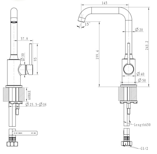 Смеситель для раковины Burlington CROSSWATER R-17-01-PC