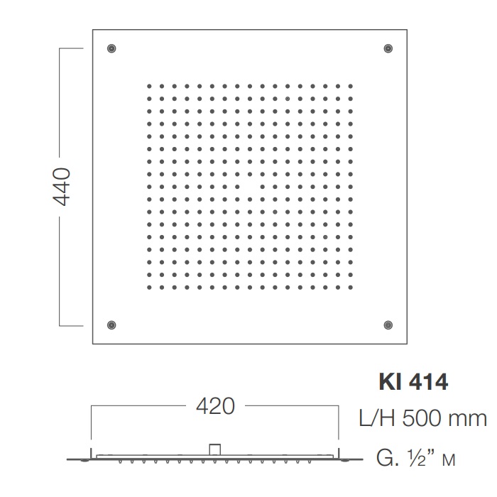 Graffio King KI414NEO душ встраиваемый в потолок 500x500 чёрный матовый