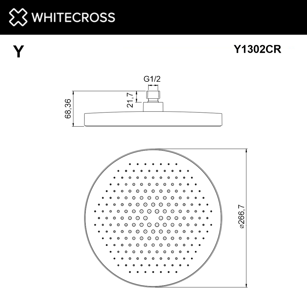Верхний душ WHITECROSS D=27 см Y1302CR (хром)