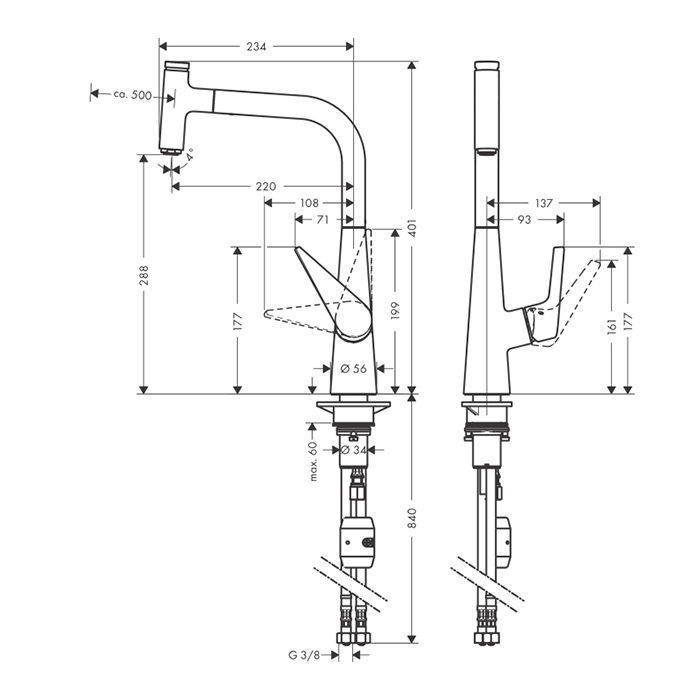 Hansgrohe Talis Select Смеситель для раковины, на 1 отв., цвет: нержавейка 72826800