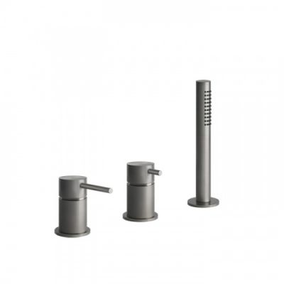 Gessi Bath316 Смеситель для ванны на 3 отверстия, убирающаяся душевая лейка. цвет: шлифованная сталь 54043#239