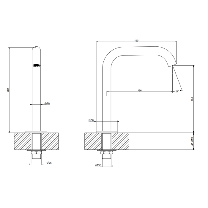 Gessi 316 Излив для раковины, настольный, высота 16см., цвет: Black XL 54091#299