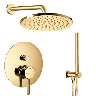 IF052_53 Palazzani Встроенный смеситель для душа + душевой гарнитур + верхний душ, Золото 53/06Q