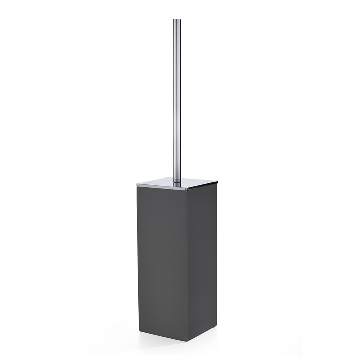 3SC Mood Black Туалетный ёршик, напольный,  композит Solid Surface, цвет: чёрный матовый/хром MN17ASL