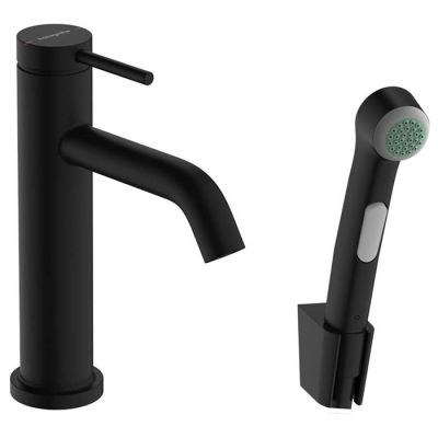 73211670 Hansgrohe Tecturis S Смеситель для раковины, 1 отв., EcoSmart+, с гигиеническим душем и шлангом 160см., цвет: черный матовый