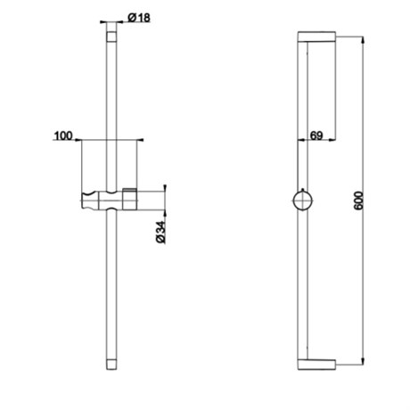 SL009A01Q AQUAELITE душевая штанга KINO из ABS пластика 600 мм