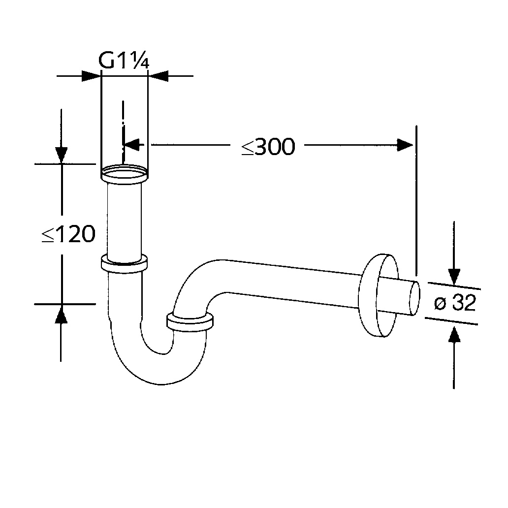 Сифон трубчатый IDEAL G 1 1/4 Kludi 1026505-00