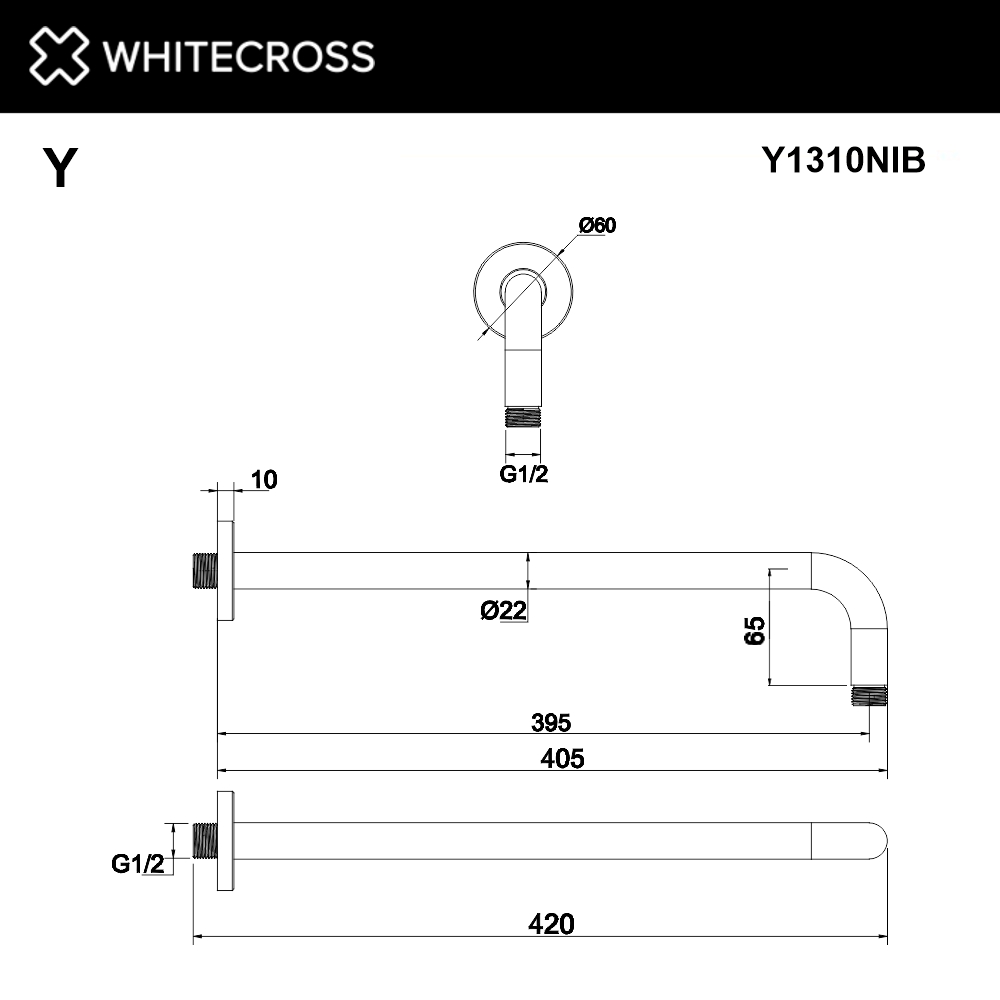 Кронштейн душевой настенный WHITECROSS Y1310NIB (брашированный никель)