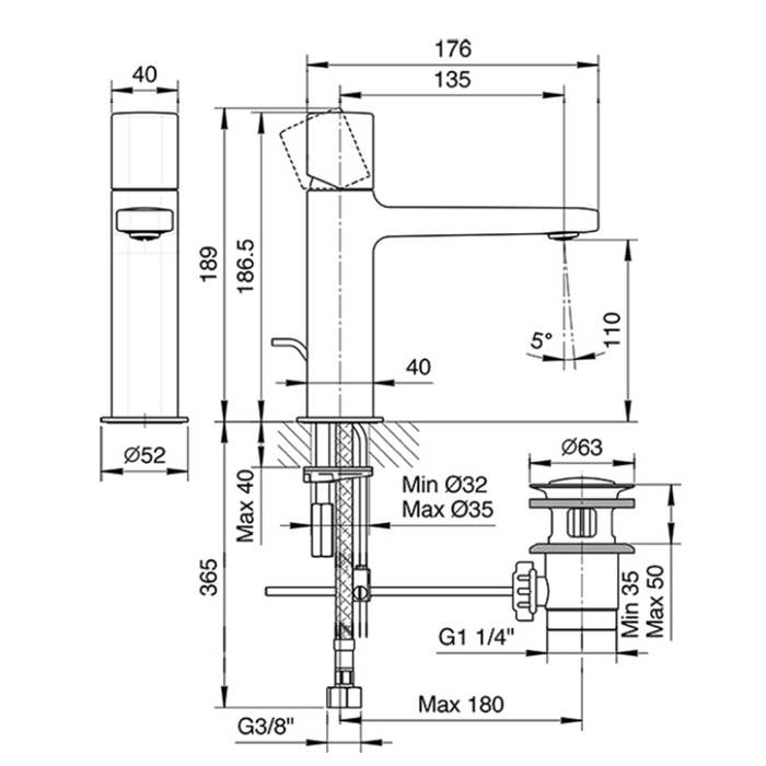 Fantini Lame Смеситель для раковины, 1 отверстие, цвет: хром 24 02 M004F
