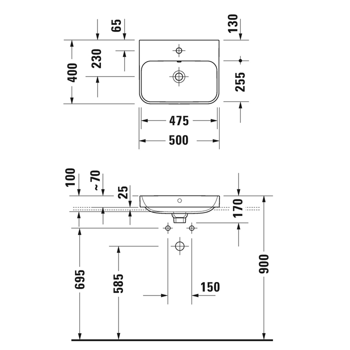 Duravit Happy D.2 Plus Раковина накладная, 50х40см., с 1 отв., выпуск с керамической крышкой, цвет: Anthracite matt 2360501360