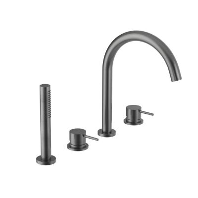 MIBV006RO/C97 Oioli Micro, комплект однорычажного смесителя на борт ванны, цвет оружейная сталь