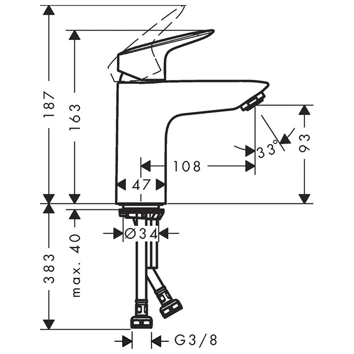 Hansgrohe Logis Смеситель для раковины, 1 отв., без донного клапана, цвет: хром 71103000