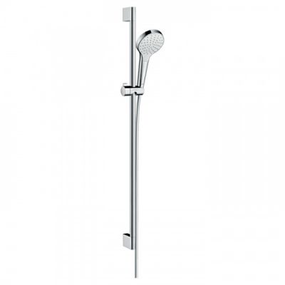 Hansgrohe Croma Seleсt S Душевой набор: штанга 90см., ручной душ 110, 1jet (Rain), EcoSmart, шланг, цвет: белый/хром 26575400