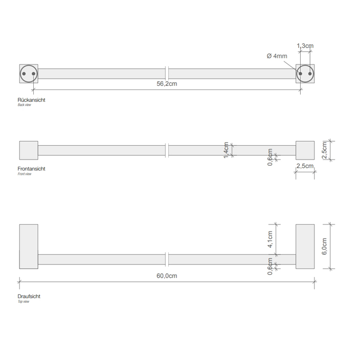 Decor Walther Corner HTE60 Полотенцедержатель 60см, подвесной, цвет: золото 560220