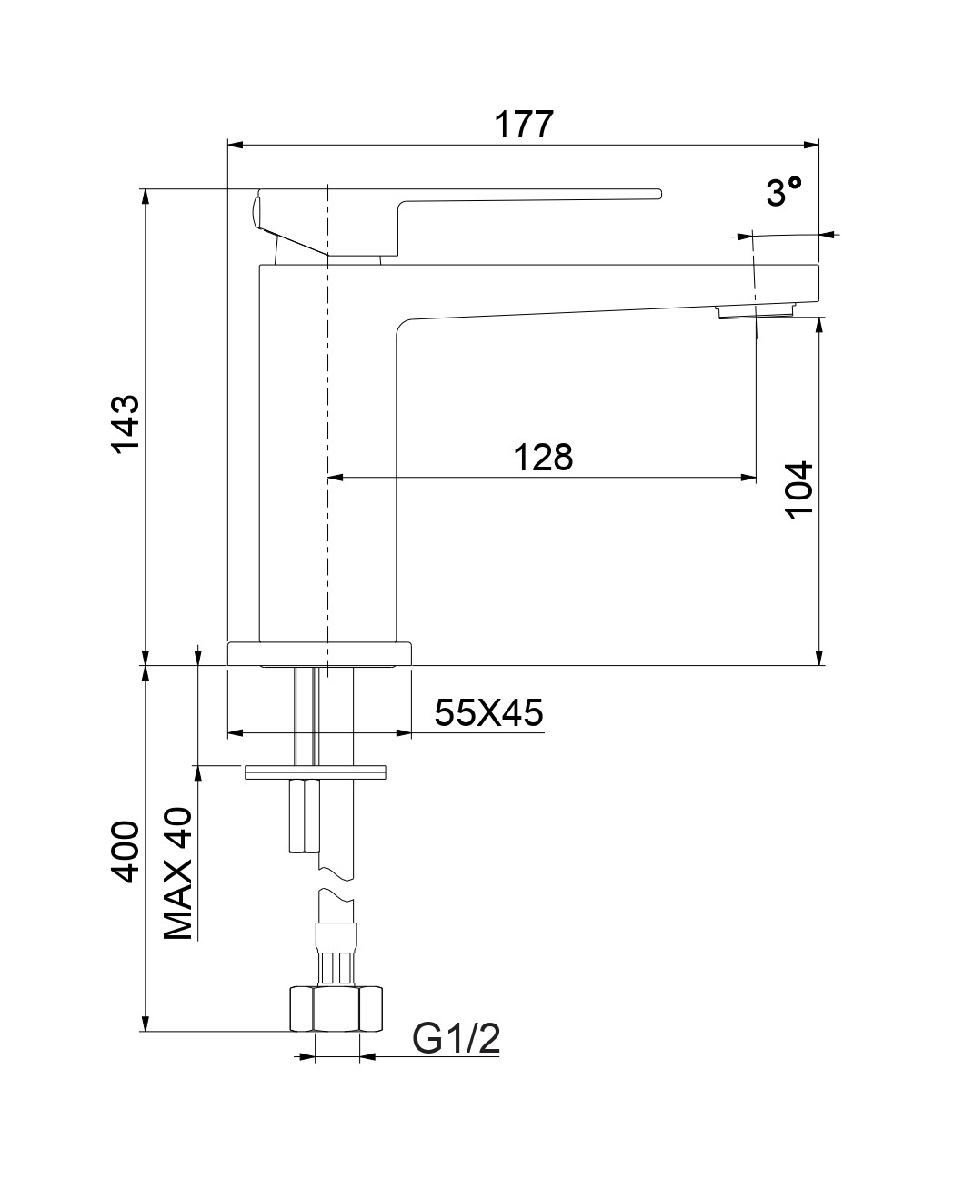Смеситель для раковины Fiore KUBE 100NN8516, черный