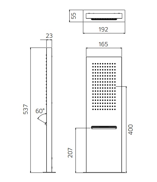 9926H510 Palazzani настенный верхний душ с 2-мя режимами, 537x165 мм хром