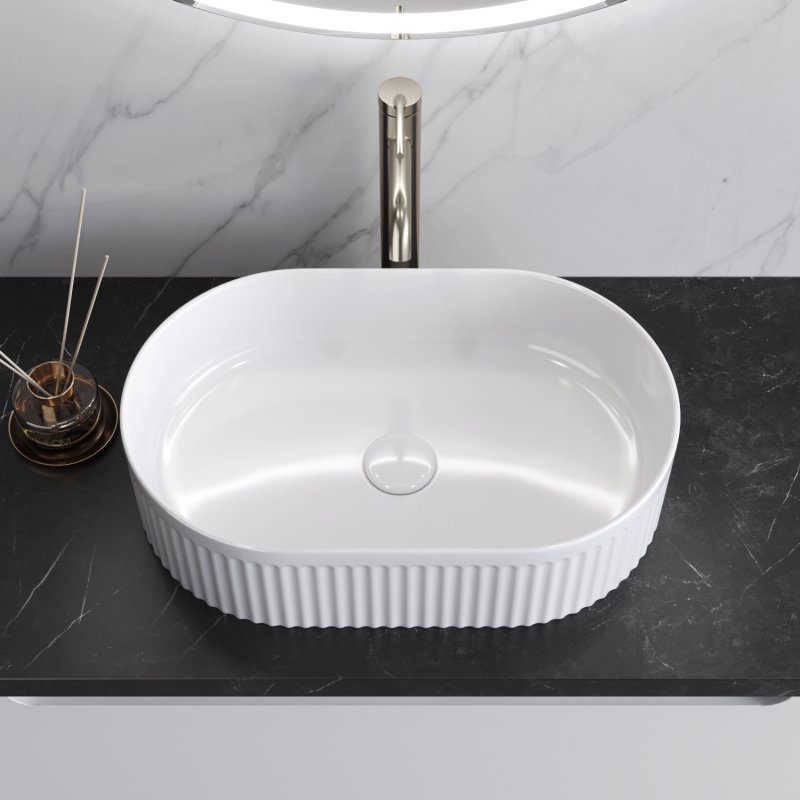 Раковина накладная рифлёная 49*31 BELBAGNO BB1497