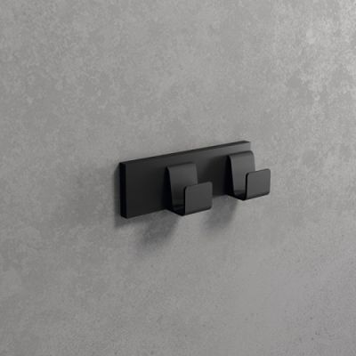 Novellini Kuadra Крючок 12х4см., двойной, цвет: черный матовый R90AKFPAQM2-H