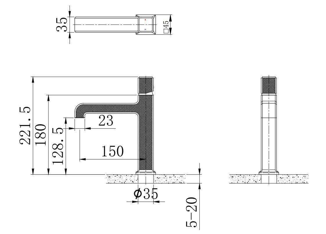 Maxonor ABSOLUTE PL10109.2-9 Смеситель для раковины, графит матовый