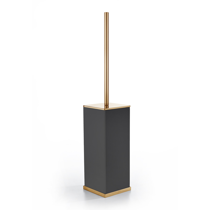 3SC Mood Deluxe Black Туалетный ёршик, напольный, композит Solid Surface, цвет: чёрный матовый/золото 24к. MDN17AGD