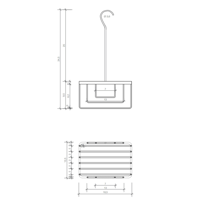 Decor Walther DW 226 Корзина универсальная 18.5x12.5x35см для душа, подвесная, цвет: хром 847900