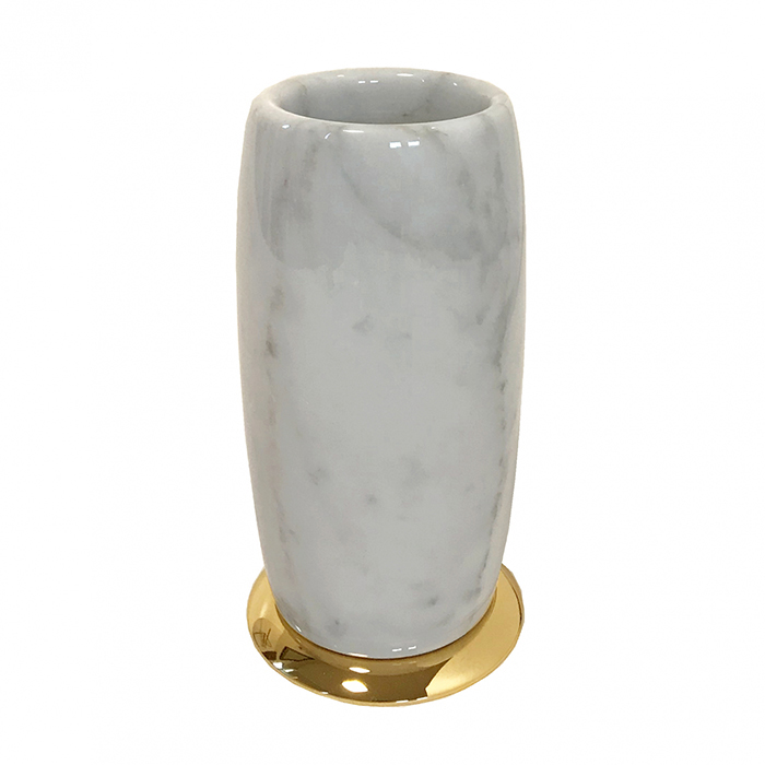 3SC Elegance Стакан настольный, цвет: мрамор bianco carrara/золото 24к. Lucido EL03ABCGD