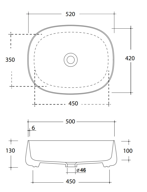 Раковина накладная 50x40 Olympia Paddle PAD4B50023 чёрная матовая