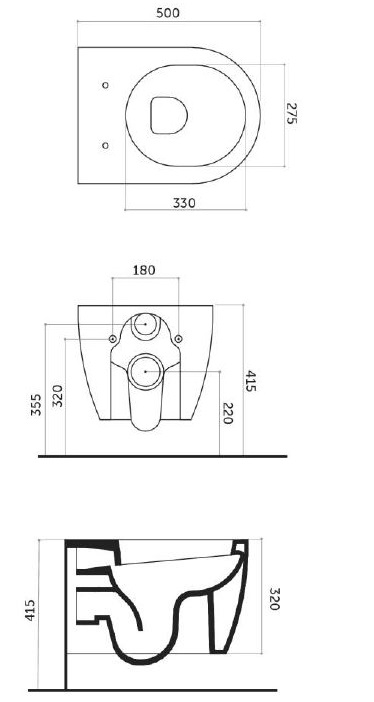 Disegno Ceramica Skip Унитаз подвесной безободковый SK005RIM52 чёрный матовый