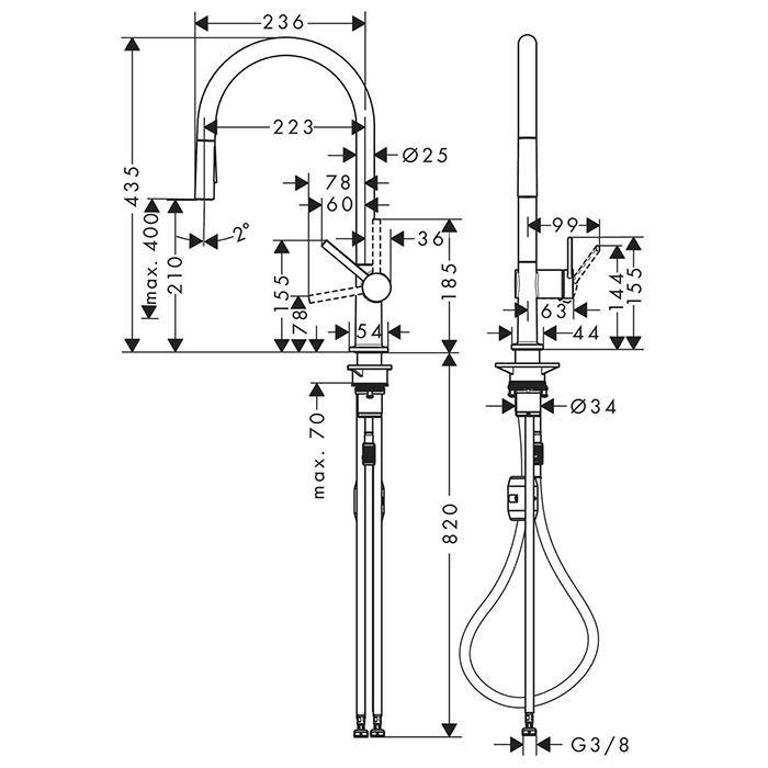 Hansgrohe Talis M54 Смеситель для кухни, 1 отв., цвет: сталь 72800800