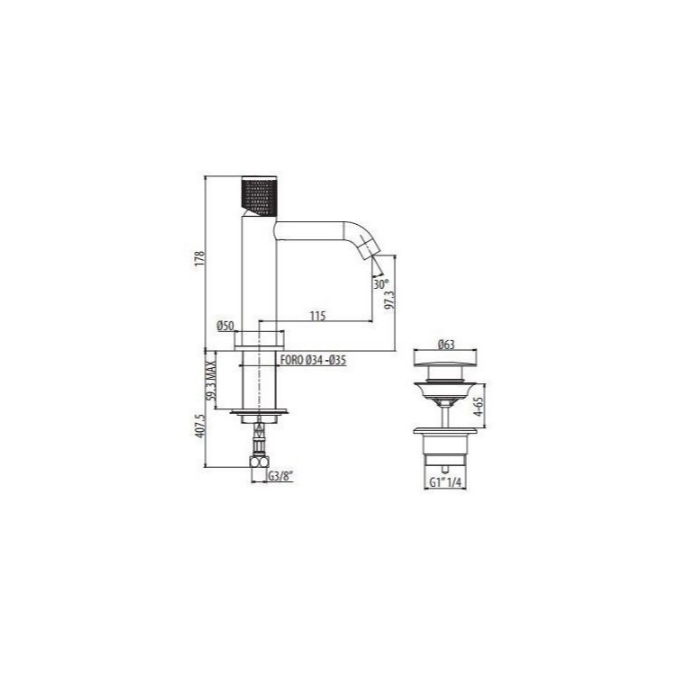 Gattoni MD Смеситель для раковины, 1 отв., ручки RONCO, цвет: черный матовый MD110/22NO